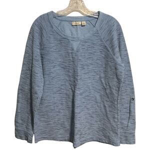 L.L. BEAN L Pullover Roll-Tab Sleeve Top 100% Cotton Item ID 288996 Blue Heather